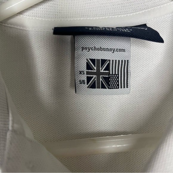 PsychoBunny white polo shirt with bunny accent size xsmall 5/6 - Picture 3 of 12